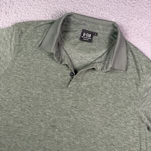 U-510 Polo Shirt Mens Large Green Viscose Bamboo Stretch Under 510 Button Down
